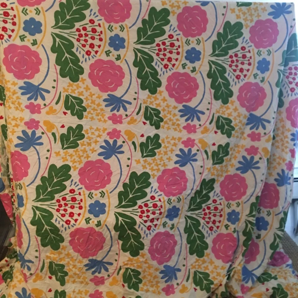 Marimekko king duvet cover and one sham green pink cotton